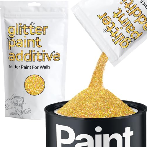 Hemway Gold Holographic Glitter Paint Additive 100g for Adding Sparkle | for Paints & Varnish | Paint Walls Sparkly Add to Emulsion, Acrylic or Lacquer Indoor