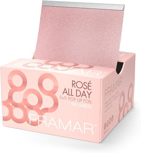 FRAMAR Rosé All Day Strähnenfolie Für Friseur – Alufolie Friseur, Alufolie Für Strähnen Set, Haarfolie, Strähnchenfolie, Friseur Folie Strähnen, Strähnchen Folie, Friseur Zubehör – 500