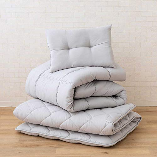 EMOOR Japanische Faltbarer Futon Matratze Set(Matratze, Tröster, Kopfkissen) CLASSE3, 100 x 210 cm, Tatami matten Hergestellt in Japan, Bodenmatratze