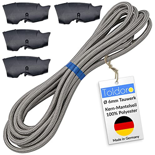 10 m de cuerda/cuerda gris plata 6 mm de poliéster