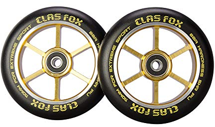 CLAS FOX Pro Stunt Scooter Rollen Roller Räder 110mm EIN Paar mit ABEC-9 Kugellager CNC Metallker (2 stücke) (Gold)
