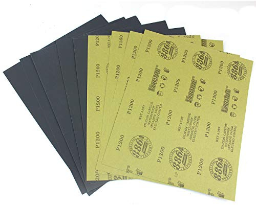 MAXMAN 10Pcs Wet and Dry Sandpaper,9 x 11 Inch Assortment Sandpaper Sheets,1200 Grit for Car,Wood Furniture Finishing Automotive Polishing