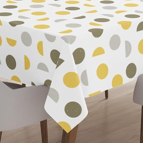 Encasa Homes Mantel Estampado de 140x180 cm para 4 to 6 Seater Mesa de Comedor, 100% algodón, Lavable a máquina, Duradero, Rectangular, para casa, Restaurante, Banquete - Luna Amarilla