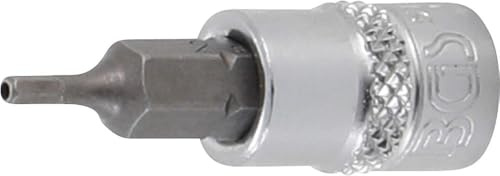 BGS 5156-2 | Bit-Einsatz | Innensechskant mit Bohrung 2 mm | Antrieb Innenvierkant 6,3 mm (1/4) | Länge 38 mm | Chrom-Vanadium-Stahl | verchromt, matt | mit Rändelung