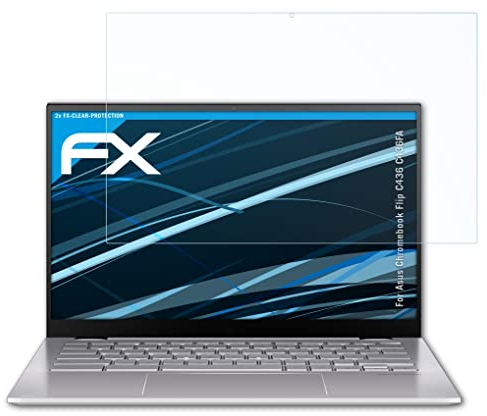 atFoliX Schutzfolie kompatibel mit Asus Chromebook Flip C436 C436FA Folie, ultraklare FX Displayschutzfolie (2X)