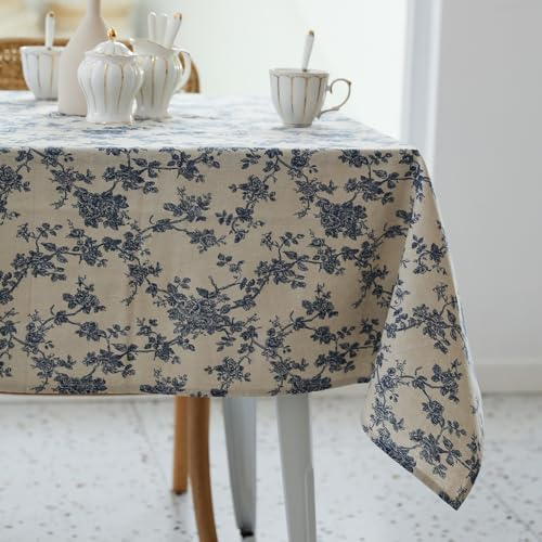 YiHomer Pastoral Rectangle Table Cloth 100% Polyester Fabric 52 x 70 Inch