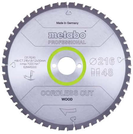 METABO 628445000 - Hoja de sierra CordLess Cut Professional 216x30 mm dientes 48 WZ 5° negativo