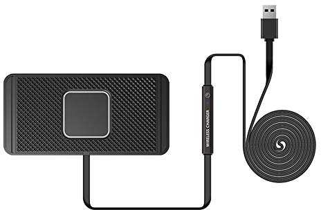 Wireless Car Charger Pad, 5W/10W Qi Wireless Charger Anti-skid Mat with USB Interface for Car All Cell Phones Fast Charging