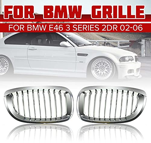 TOOWGM Parachoques delantero capó Sport riñón parrilla Racing Grill cromo para BMW E46 2 puertas Coupe Cabriolet 3 Series 2002 2003 2004 2005