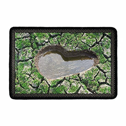 NETILGEN Door Mat Dirt Trapper 3D Heart Embossed Shape Pattern Hallway Mat Absorbent Entrance Rug Heavy Duty Non-Slip Front Door Carpet Underlay