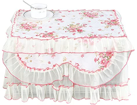 Lot de 2 housses de protection anti-poussière en dentelle pour four à micro-ondes et grille-pain - Rouge