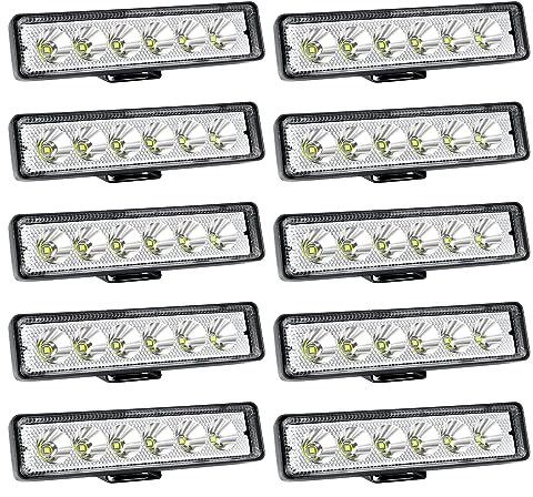 Willpower 10PCS Mini Led Arbeitsscheinwerfer Bar 6 Zoll 18W LED Scheinwerfer 12V 24V Spot Zusatzscheinwerfer Wasserdicht LED Light Bar für Auto Traktor Offroad SUV UTV ATV 4x4