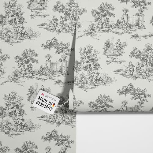 Vliestapete mit Personen und Bäumen moderne Mustertapete Beige Schwarz Made in Germany 10,05 x 0,53 m