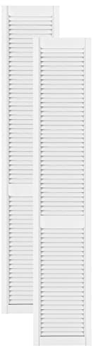 DecoMeister Lamellentüren weiß lackiert aus Holz Massivholz Holztür Schranktür mit offenen Lamellen für Kleiderschrank Möbelfronten 394x2013 mm 2-er Pack