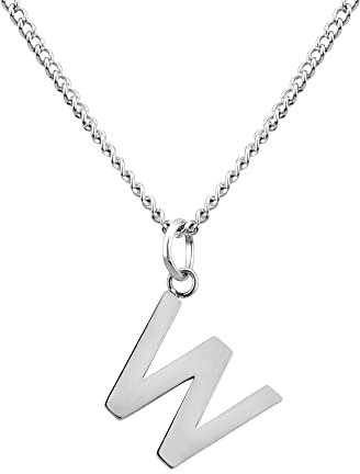 GD GOOD.designs Kette mit Buchstaben Anhänger W in Silber - 316L Edelstahl Halskette Damen - Silberne Partnerketten für Sie und Ihn
