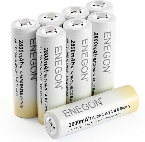 ENEGON AA Rechargeable Batteries 8 Pack, 2800mAh 1.2V Ni-MH High Capacity AA Batteries with Storage Case, Long Lasting & Eco-Friendly for Household Devices