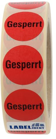 Qualitätssicherungsetiketten - Gesperrt - Ø 30 mm - 1.000 QS-Etiketten auf Rolle, Papier rot, selbstklebend