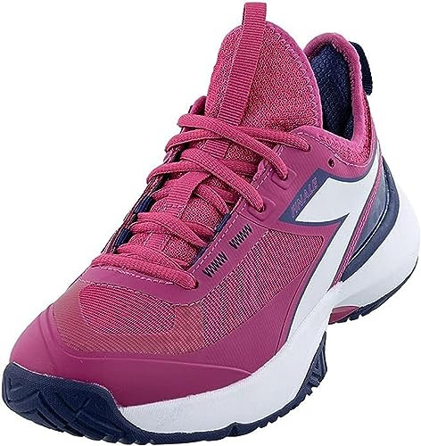 Diadora Women's Finale W AG Breathable Air Mesh Lycra Lining All Ground Tennis Court Shoes, EVA Foam Insole & Rubber Outsole, Pink Yarrow/White/Blueprint, 9