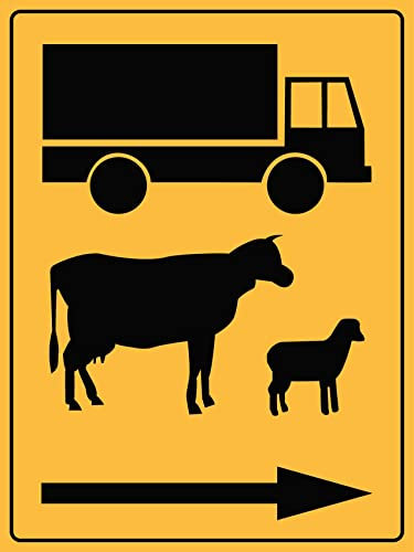 Warnschild Viehtransporter-Symbol (Pfeil Rechts) Retro Warnmarkierung Personalisierte Bade Wand Dekoration 20X30Cm, Infoschild