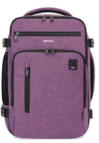 ECOHUB Ryanair Cabin Bag 40x20x25 Travel Hand Luggage Backpack Recycled PET Eco Friendly Under Seat Carry-ons Bag 20L, Patented, Pink