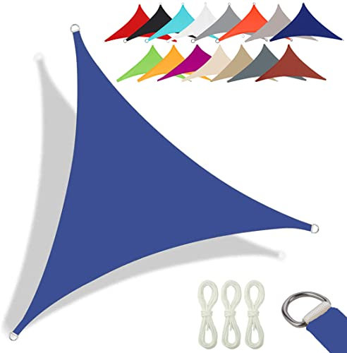 CANYUE qualità Tessuto Oxford - Tenda A Vela Triangolare - Vela Ombreggiante Parasole Traspirante E Protezione Solare Raggi UV per Esterno Giardino Terrazza (3.6X3.6X3.6 m,Blu Zaffiro)