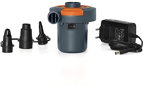 Pompa ad aria elettrica, pompa portatile a riempimento rapido per letto ad aria, 240V AC / 12V DC, 3 ugelli, pompa di gonfiaggio perfetta per il campeggio all'aperto, materasso ad aria