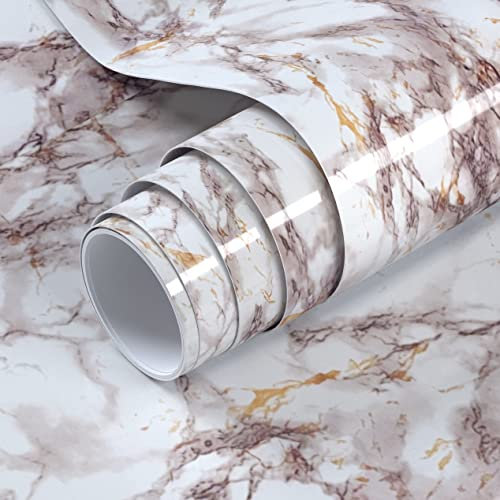 VOLEAAR Grey White Marble Contact Paper 60CM x 1000CM Peel and Stick Wallpaper Vinyl Film Self Adhesive Removable Waterproof Wall Paper for Countertop Cabinet backsplash Shelf Liner Kitchen