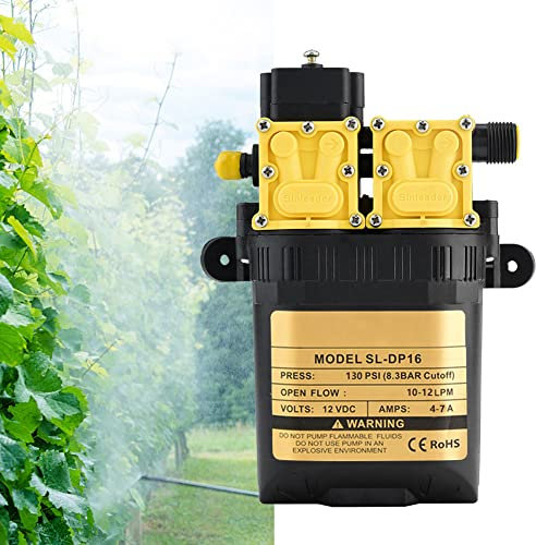 Pompe à Eau électrique Agricole Haute Pression 12 V avec Double Ventilateur, Acier moulé et Plastique ABS, Pompe électrique Double Cœur pour D'excellentes Performances