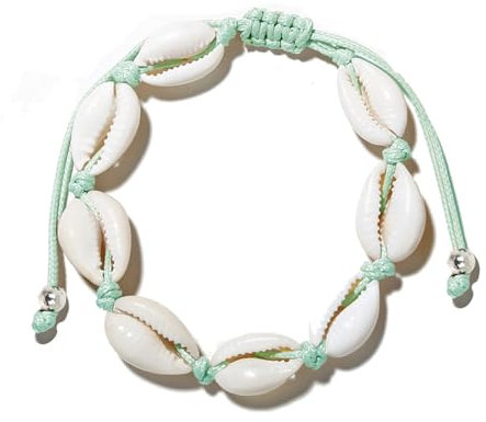 Only faith Bracelet de cheville réglable en coquillages naturels de mer pour plage et été Bracelet en tissu avec escargots de cheville pour femme fait main, Standard