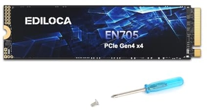 Ediloca EN705 SSD 2 TB PCIe Gen4, NVMe M.2 2280, 3D NAND TLC, bis zu 4800 MB/s, internes Solid-State-Laufwerk, dynamischer SLC-Cache, kompatibel mit PS5, Laptops und PC-Desktops