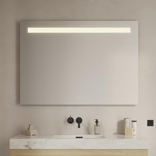 Loevschall Venice LED-Badezimmerspiegel mit Beleuchtung, 120x85 cm, MultiWhite-Technologie, Smart Spiegel mit Touch und Schwebeeffekt, verstellbare Farbtemperatur 2200K-6500K, IP44-zertifiziert