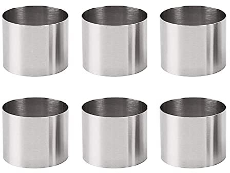 Xtahdge 6 Pieces Round Cookie Cutter Stainless Steel Mousse Ring Mini Circle Cookie Cutters for Frying Egg Rings Baking Tool
