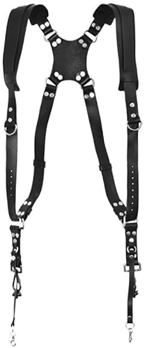 TRgqify-KM Camera Shoulder Strap Camera Adjustable Double Shoulder Leather Harness Photography For Nikon Camera Accessories (Color : Black)