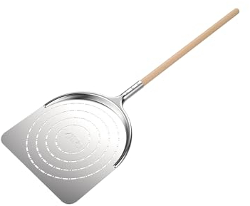 ZiiPa • Pelle À Pizza Perforée Aquila • Acier Inox Alimentaire • Manche Bois Ergonomique • Longue 91 cm • Anti-Résidus Farine • Ustensile Pizza Maison • Four À Pizza Bois et Gaz Piana