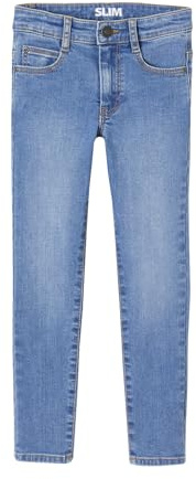Vertbaudet Jungen Slim-Fit-Jeans WATERLESS, Hüftweite Slim, Bundweite verstellbar Double Stone 152