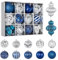 Hollyone 10CM 16CM Large Christmas Baubles, 12PCS Blue and Silver Baubles for Xmas Tree Decorations, Giant Christmas Balls Xmas Hanging Ornaments for Wedding Party Table Tree Decor