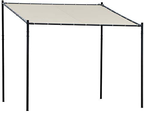 DecHome - Gazebo 3x3 Pergola da Esterno e Giardino 3x2.85x2.82m in Metallo e Poliestere Beige Pergola Addossata