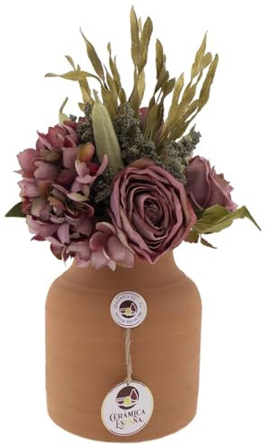 CERÁMICA ESPAÑA Vase décoratif en terre cuite - Vase en céramique - Vase à fleurs - Vase à fleurs - Plumeau décoratif - Modèle D01 - 15 x 15 x 20 cm