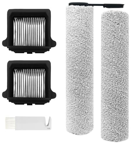 Home Times Tineco Floor ONE S7 FlashDry Aspirateur eau et poussière en microfibre Accessoires de rechange lavables et réutilisables (2 brosses à rouleaux + 2 filtres HEPA)