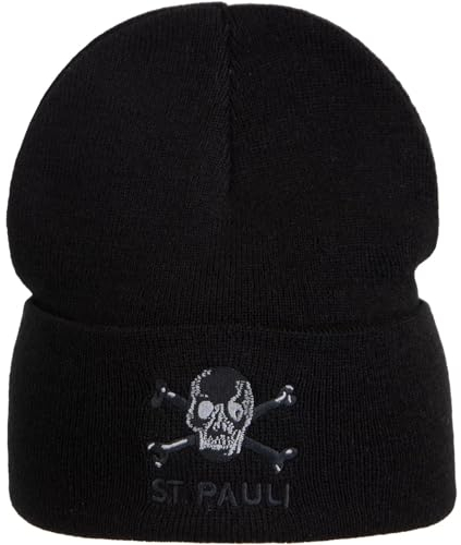 FC St. Pauli Logo Beanie Mütze (DE/NL/SE/PL, Alphanumerisch, Einheitsgröße, schwarz)