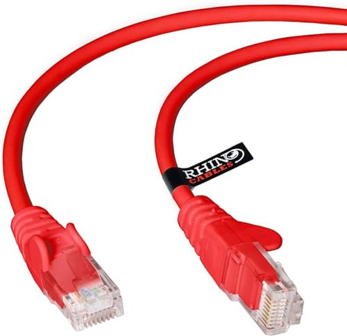rhinocables CAT 5e High-Speed Ethernet Cable - Reliable LAN Network RJ45 Cable for Fast Internet & Data Transfer | Durable WiFi Broadband Cable for Gaming & Streaming, (50cm, Red, Pack of 10)