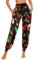 HAPYWER Weihnachten Hose Damen Haremshose für Lounguewear Festlich Yoga Workout Hose Leichte Pyjamahose Weiche Locker Bequem Hose mit großen Taschen(Weihnachten2-Schwarz,XL)