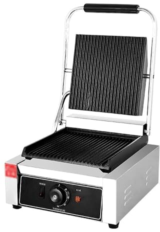 SCHYWL Grill Press Tostadora Sandwich Máquina Comercial, Prensa Panini Grill, Parrilla Eléctrica Sandwich Press, Temperatura Ajustable 50-300 ℃, Superficie Antiadherente para Cocinar