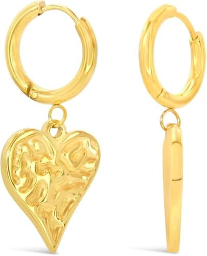 ARS-ARGENTI wunderschöne Herz-Ohrringe schlicht & edel 750 vergoldet 18K Schmuck Geschenk Damen Mädchen 22 mm nobel anmutig hochwertig hypoallergen