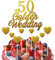 50th Golden Wedding Anniversary Cake Toppers Set - Glitter Heart Cake Decorations for 50th Anniversary Party Supplies