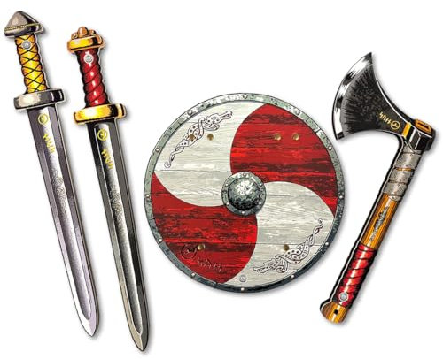 Liontouch - Viking Set - Swords, Shield, & Axe | For Boys Aged 3+ Years | Workshop Master Sven's Authentic Warrior Toys For Pretend Play | Weapon Accessories In Foam For Roleplay & Berserker Costumes