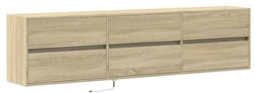 vidaXL TV Wandschrank mit LED, Fernsehschrank mit Stauraum, Fernsehtisch für Wohnzimmer Schlafzimmer, Lowboard, Sonoma-Eiche Holzwerkstoff