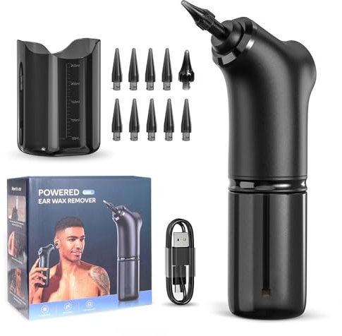 Ear Wax Removal Kit, Electric Water Powered Ear Cleaner for Effective Ear Wax Removal, USB Rechargeable Ear Irrigation Kit for Home Use, Ear Cleaning Kit with 10 Disposable Tips