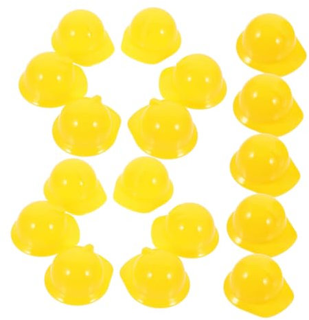 TOYANDONA 60pcs Mini Construction Hat Decor Hard Hat Mini Doll Helmets Mini Safety Helmets Chicken Helmet Miniature Helmets Pet Bird Helmet Doll Mini Helmets Bird Hat Plastic Yellow