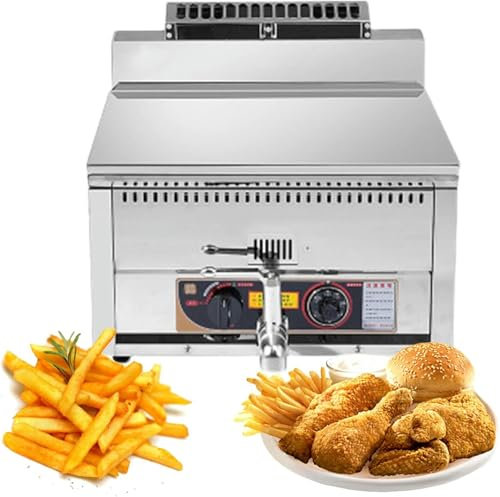 Friggitrice a Gas, Professionale da Banco Inox Professionale con Paletta, Friggitrice a Gas Serbatoio in Acciaio Friggitrice per Patatine di Pollo per la Cottura da Ristoranti Commerciali,12L